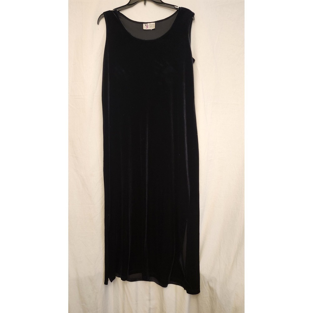 Maggie Sweet Dress Womens Petite Medium Black Velvet Sleeveless Maxi Made USA